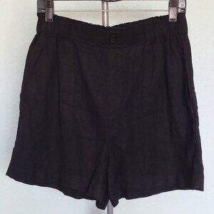 LOFT Outlet Linen Blend Relaxed High Waisted Shorts Black - Size S